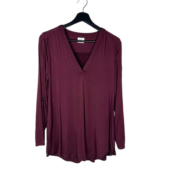 Soma Maroon Red Long Sleeve V Neck Top Small - Picture 1 of 9